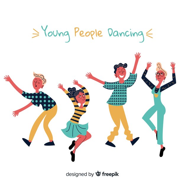 Free vector hand drawn people dancing set