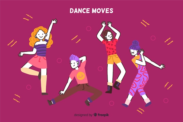 手描きの人々のダンスセット