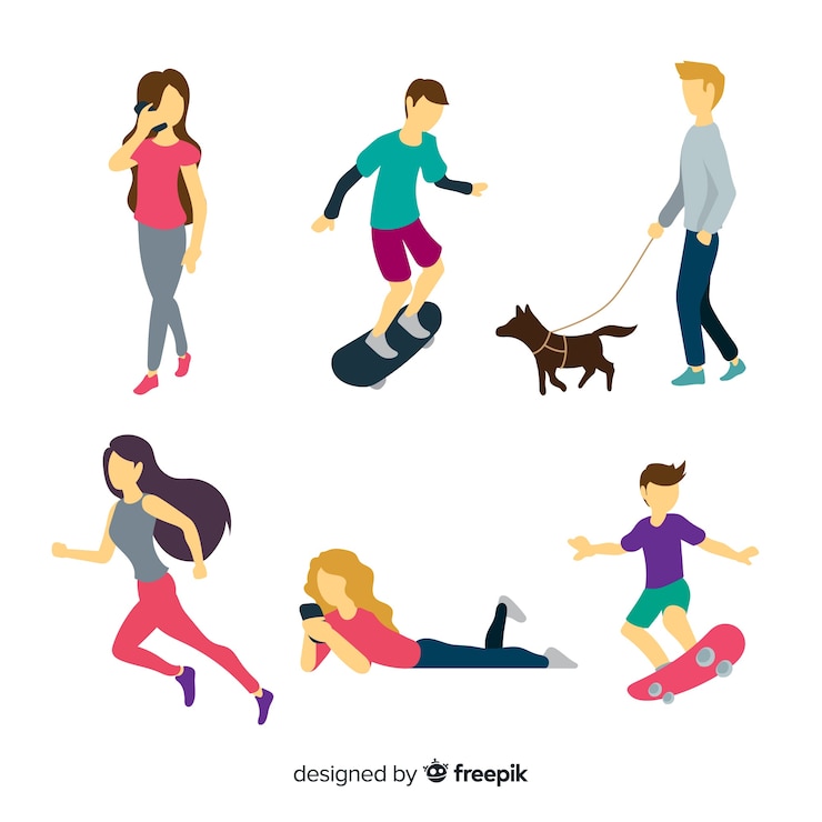 Free Vector hand drawn people doing activities in the park