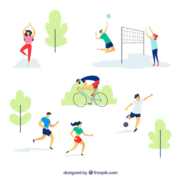 Free vector hand drawn people doing outdoor activities