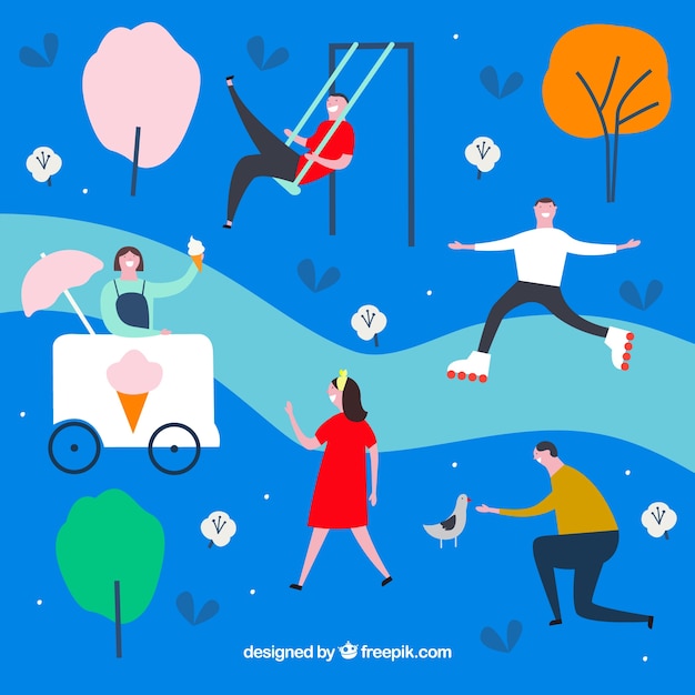 Free vector hand drawn people doing outdoor activities