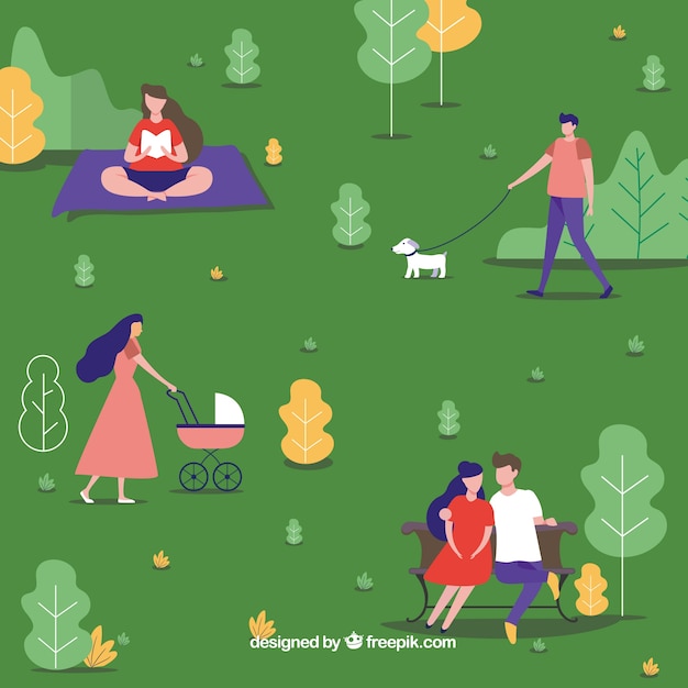 Free vector hand drawn people doing outdoor activities