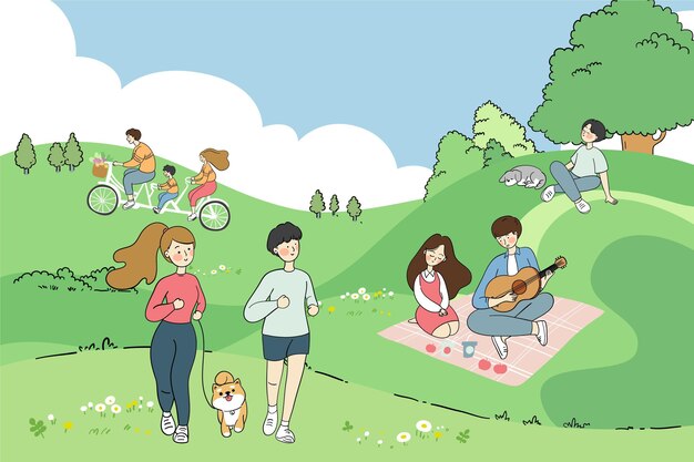 Free Vector hand drawn people doing outdoor activities