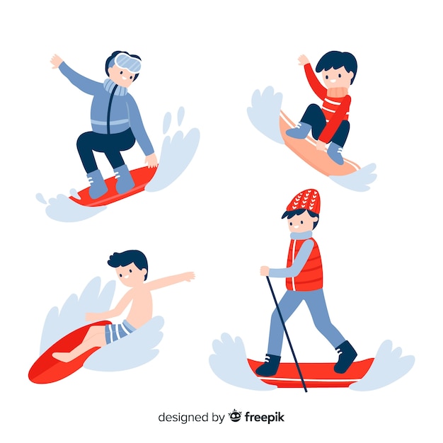 Free vector hand drawn people doing outdoors activities pack