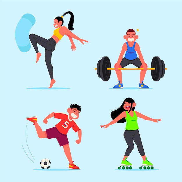 Free vector hand drawn people doing sports illustration