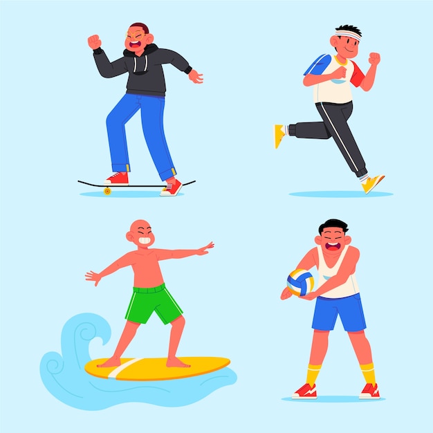 Free vector hand drawn people doing sports illustration