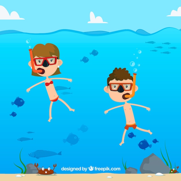 hand drawn people doing summer outdoor activities