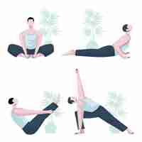 Free vector hand drawn people doing yoga