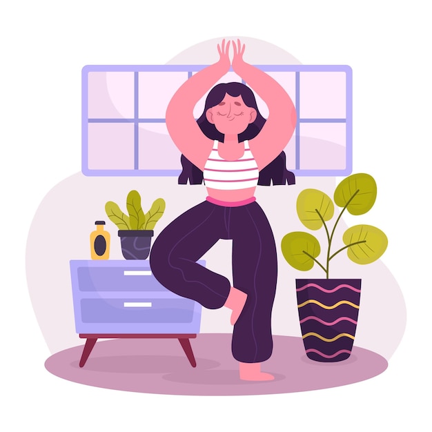 Free vector hand drawn people doing yoga