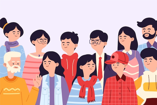 Free vector hand drawn people group background