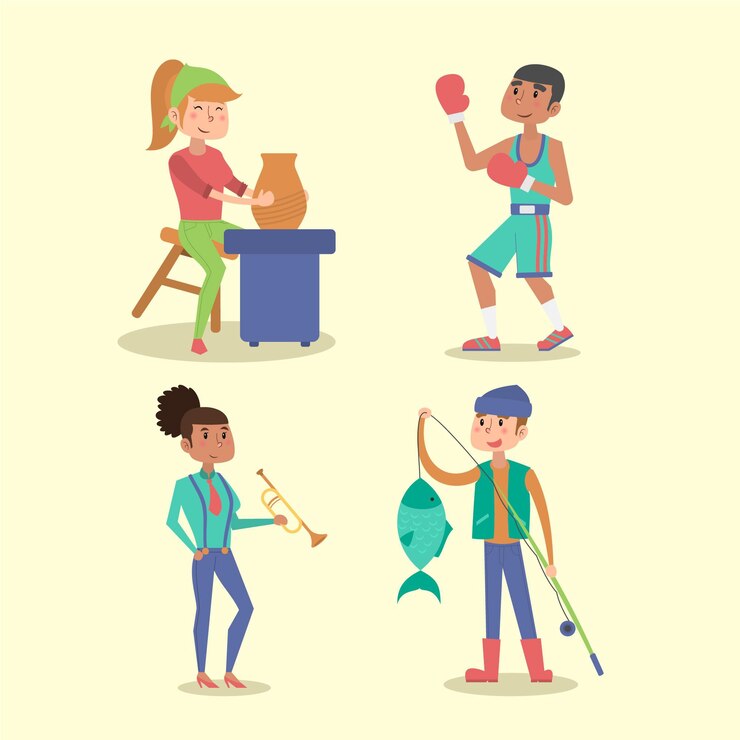 Free Vector hand drawn people hobbies