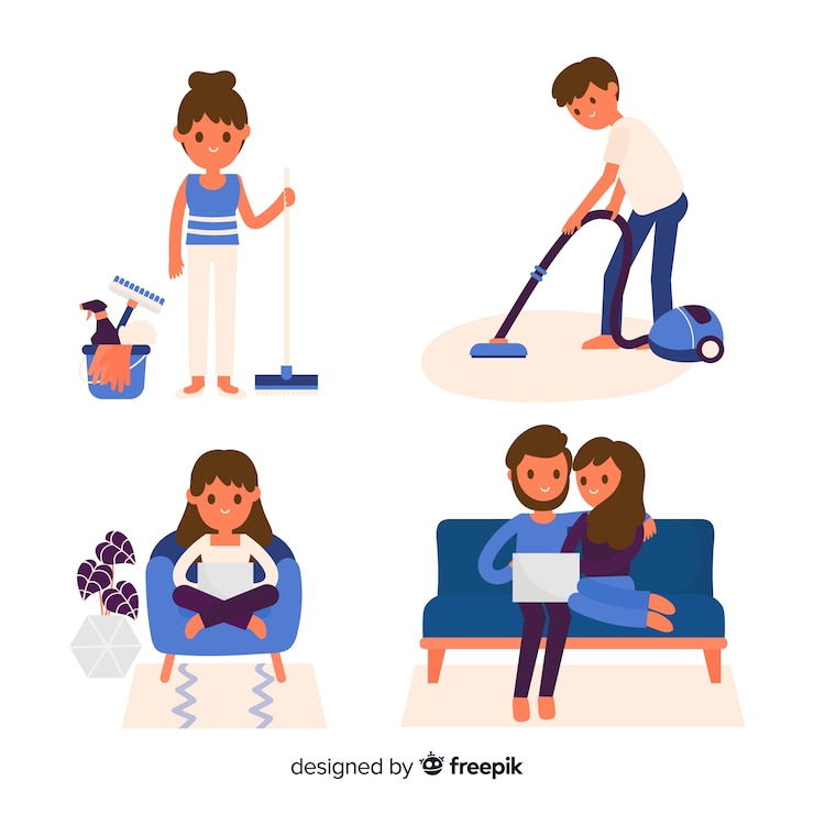 無料Vector ホームコレクションで手描きの人々