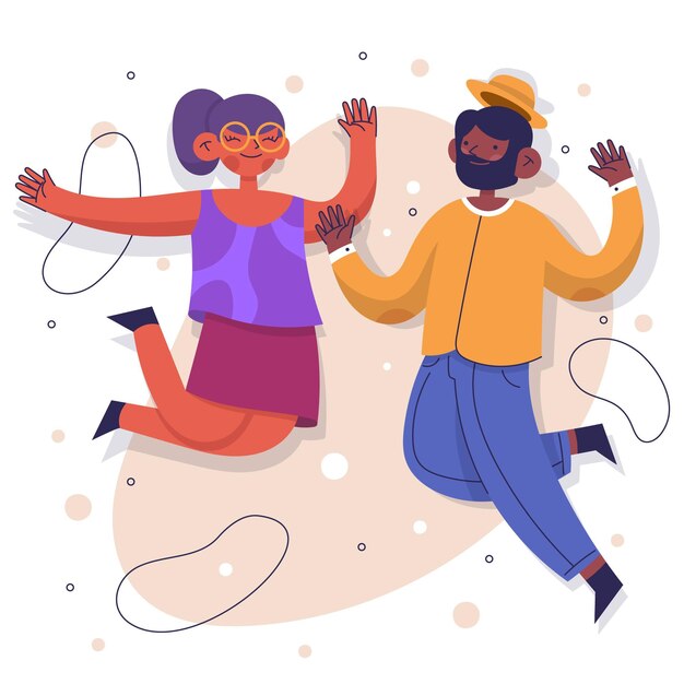 Hand drawn people jumping illustration