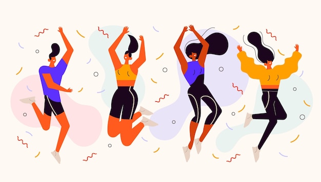 Free vector hand drawn people jumping