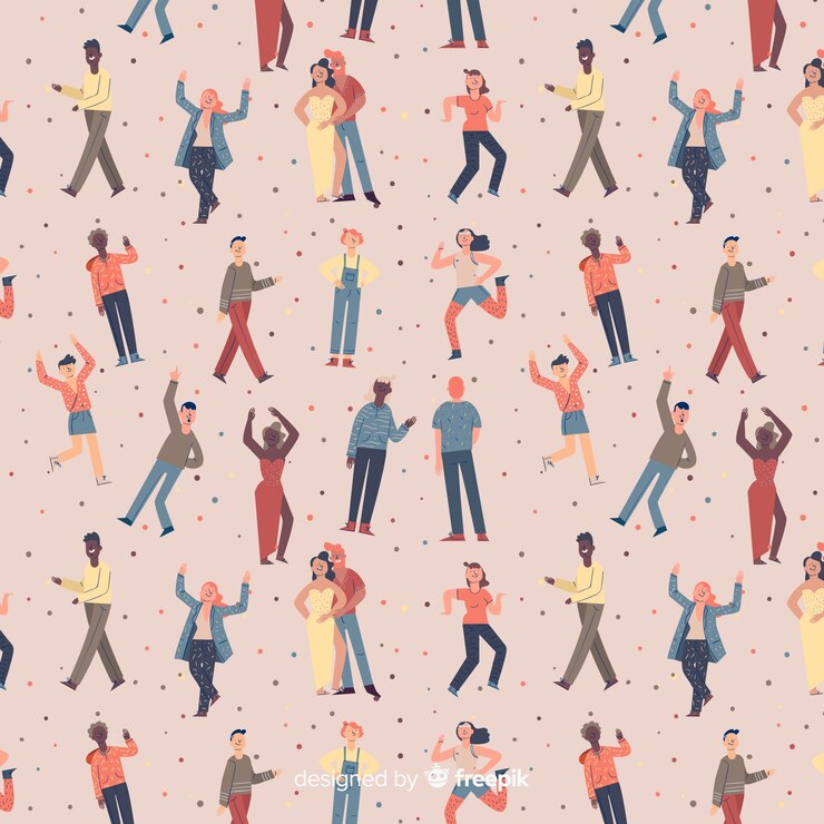 Free Vector hand drawn people moving background
