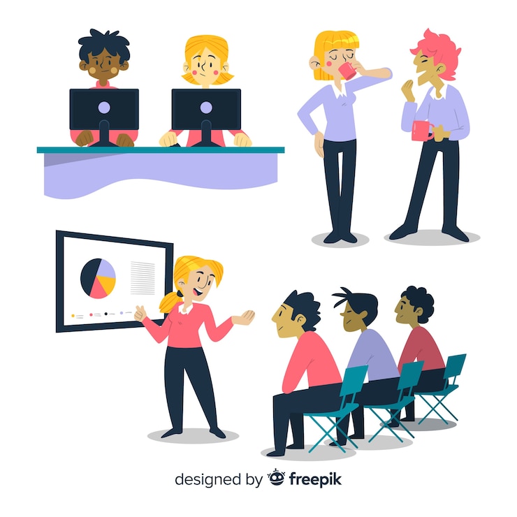 Free Vector hand drawn people at the office pack