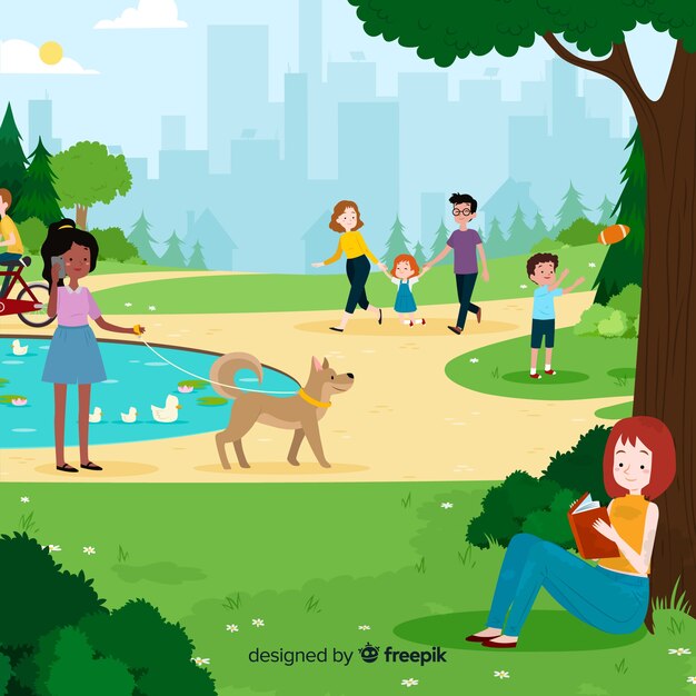 hand drawn people in the park collection