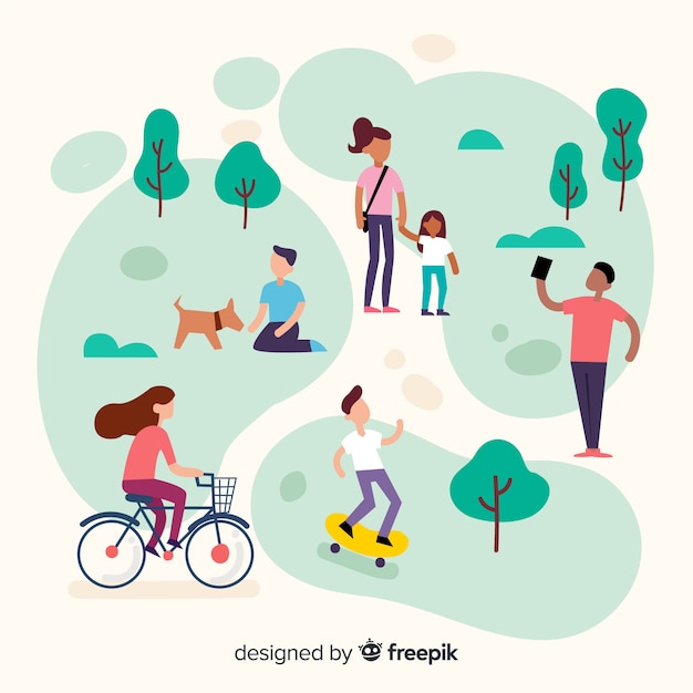 Free vector hand drawn people in the park collection