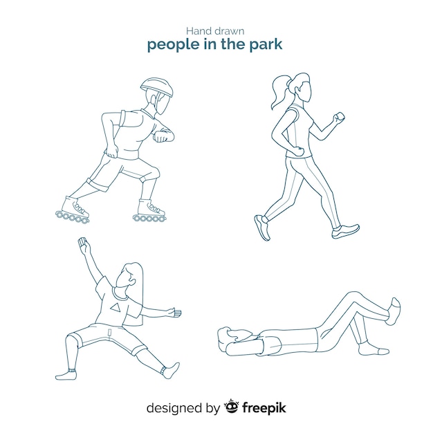 Hand drawn people in the park collection