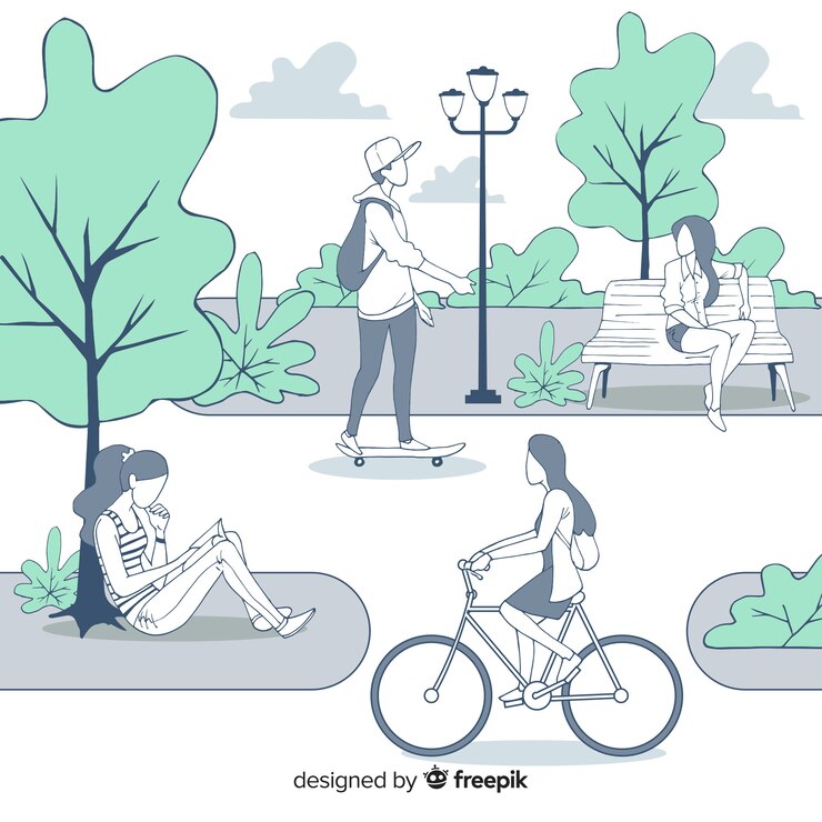 Free Vector hand drawn people in the park collection