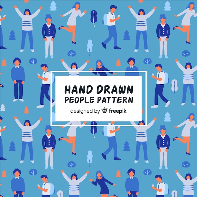 Free vector hand drawn people at the park pattern