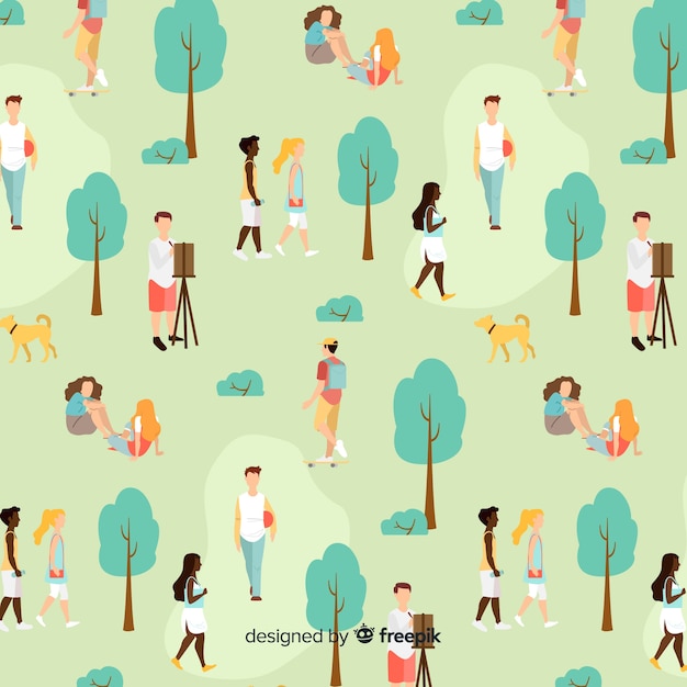 Free vector hand drawn people in the park