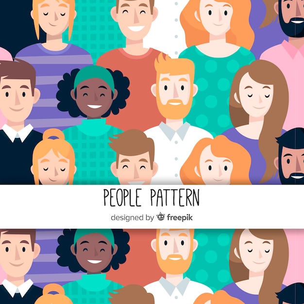 無料ベクター 手描きの人々のパターンの背景