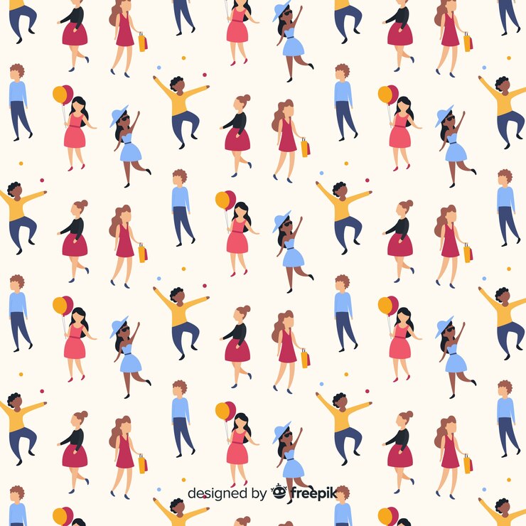 Free Vector hand drawn people pattern background