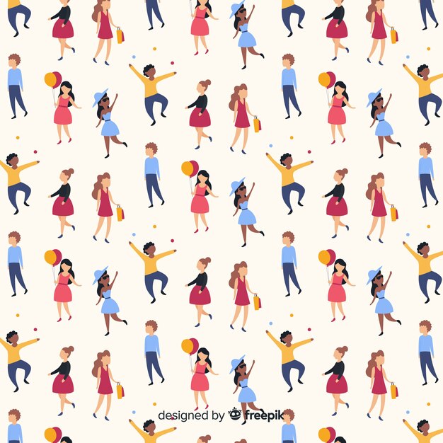 Hand drawn people pattern background