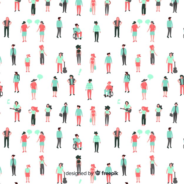 Free vector hand drawn people pattern background