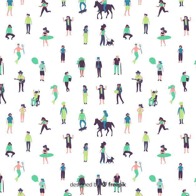 Free vector hand drawn people pattern background