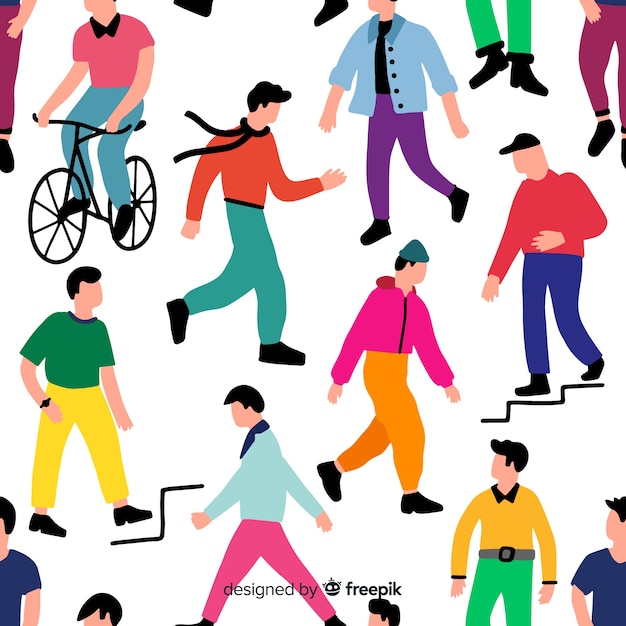 Free vector hand drawn people pattern