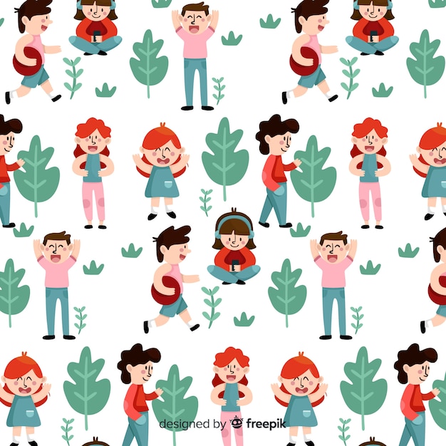 Hand drawn people pattern