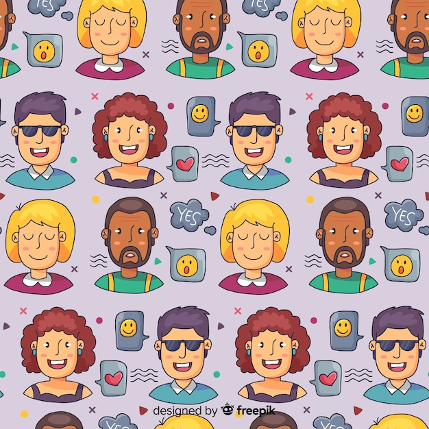 Free vector hand drawn people pattern