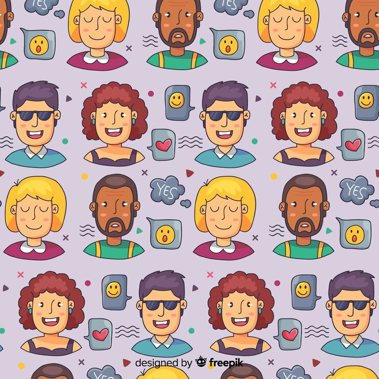 Free Vector hand drawn people pattern