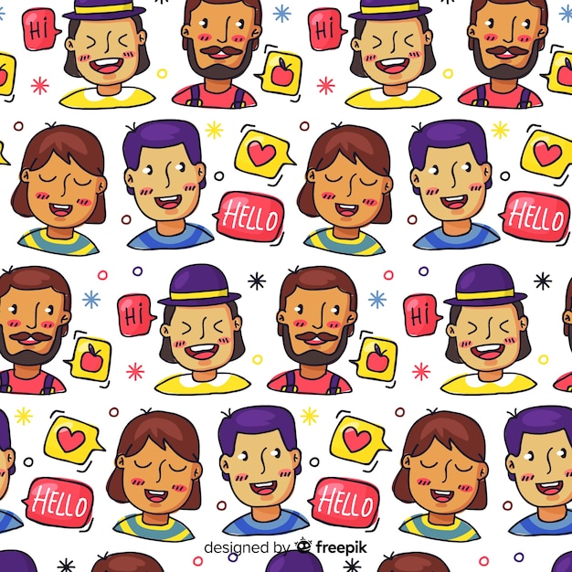 Free vector hand drawn people pattern