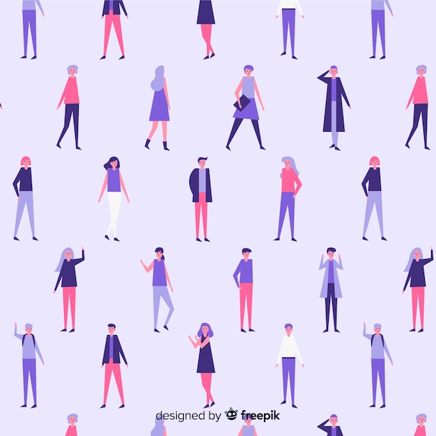 Free vector hand drawn people pattern