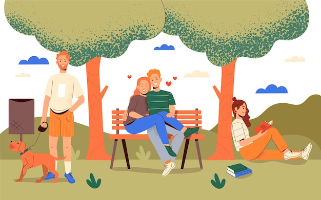 Free vector hand drawn people relaxing at the park