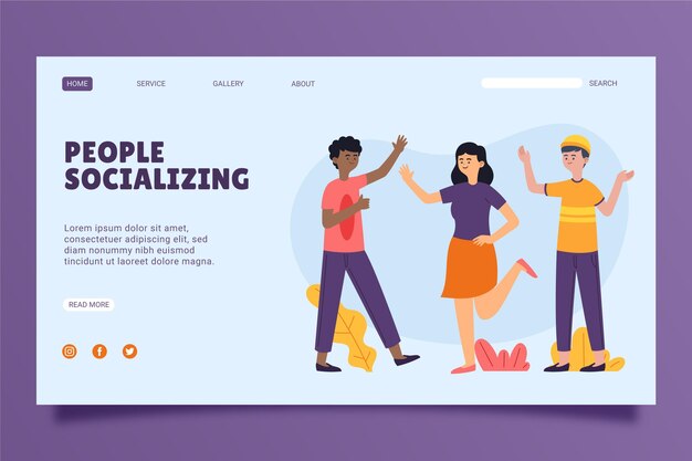 Hand drawn people socializing landing page