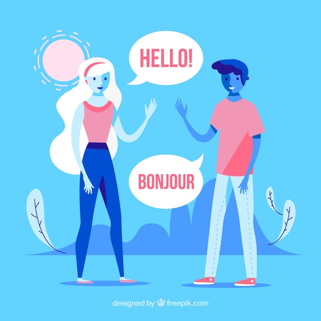 Free vector hand drawn people speaking different languages