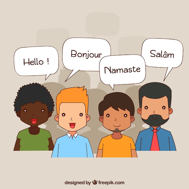 Free vector hand drawn people speaking different languages