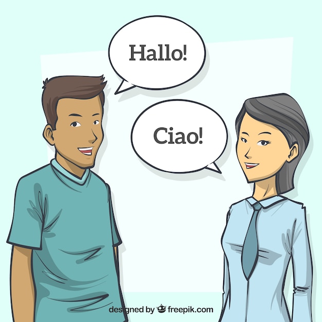 Free vector hand drawn people speaking different languages