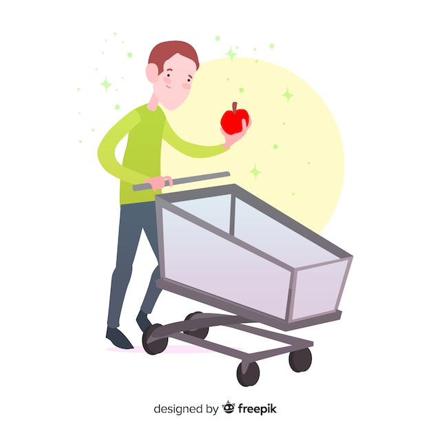 Free vector hand drawn people in the supermarket illustration