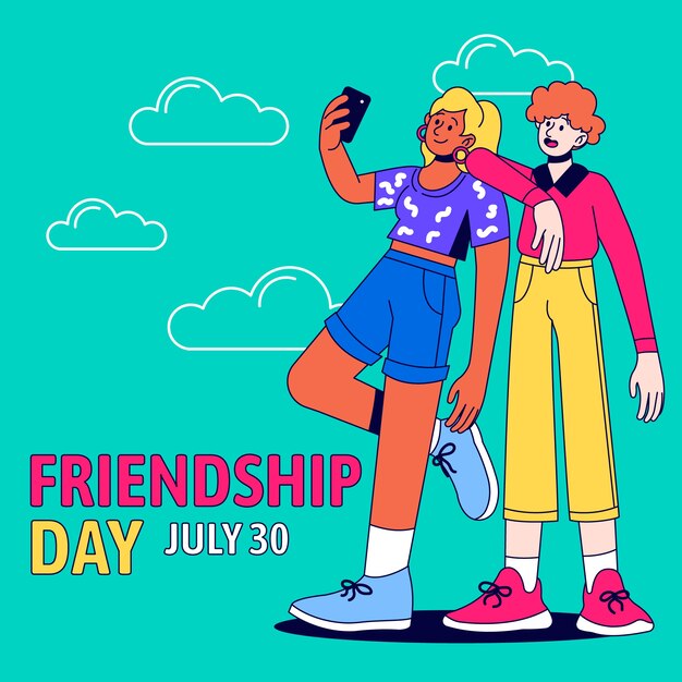 Free Vector hand drawn people taking selfie illustration