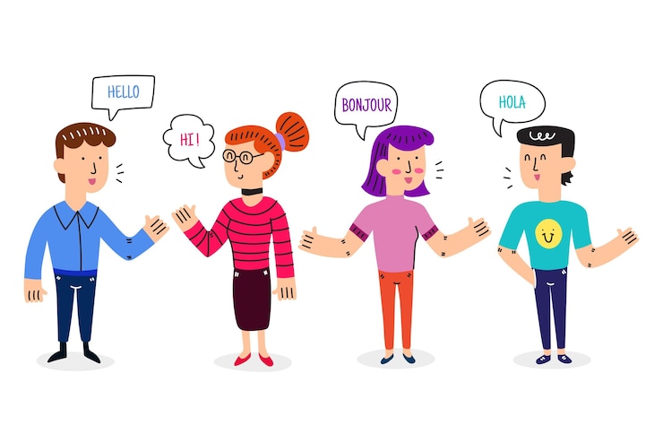Free Vector hand drawn people talking illustration