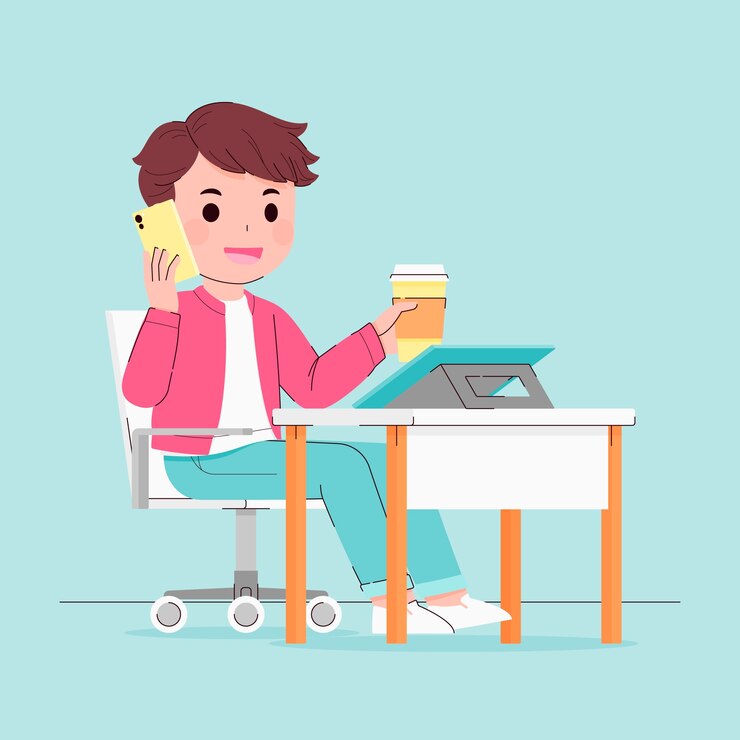 Free Vector hand drawn people talking on the phone illustration