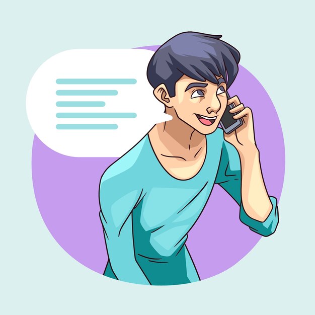 hand drawn people talking on the phone illustration