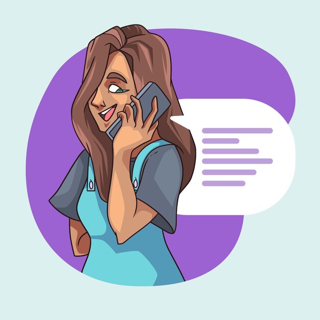 hand drawn people talking on the phone illustration