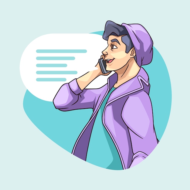 Free vector hand drawn people talking on the phone illustration