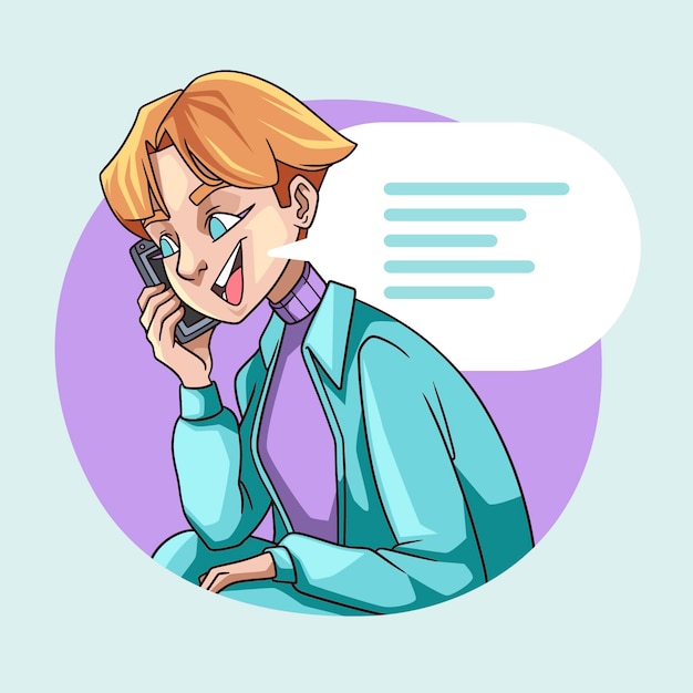 Free vector hand drawn people talking on the phone illustration